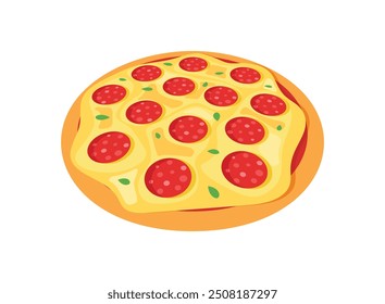 Ícone de pizza 3D em estilo simples. Ilustração do vetor de alimentos de Pepperoni em fundo isolado. Pizzaria assina conceito de negócios.