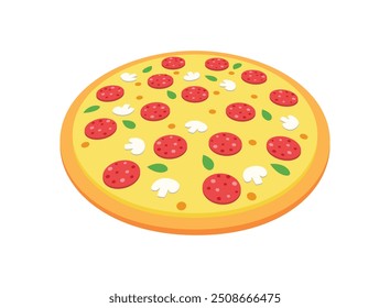 Ícone de pizza 3D em estilo simples. Ilustração do vetor de alimentos de Pepperoni em fundo isolado. Pizzaria assina conceito de negócios.