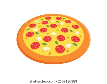 Ícone de pizza 3D em estilo simples. Ilustração do vetor de alimentos de Pepperoni em fundo isolado. Pizzaria assina conceito de negócios.