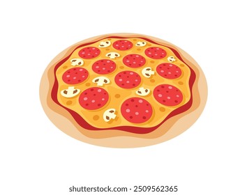 Ícone de pizza 3D em estilo simples. Ilustração do vetor de alimentos de Pepperoni em fundo isolado. Pizzaria assina conceito de negócios.