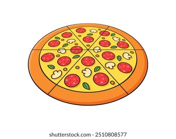 Ícone de pizza 3D em estilo simples. Ilustração do vetor de alimentos de Pepperoni em fundo isolado. Pizzaria assina conceito de negócios.