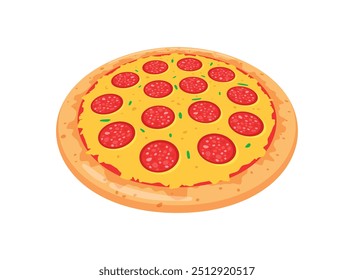 Ícone de pizza 3D em estilo simples. Ilustração do vetor de alimentos de Pepperoni em fundo isolado. Pizzaria assina conceito de negócios.