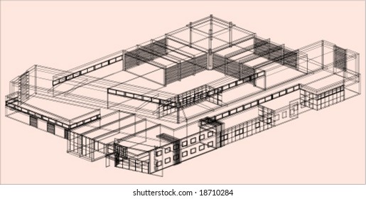 3d plan of industrial building