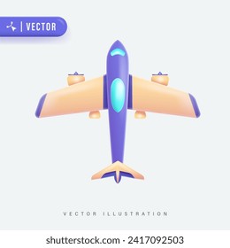 3D plane vector illustration icon