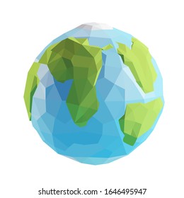 3d planet earth low poly isolated vector 