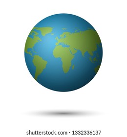 3D Planet earth on white background, vector illustration