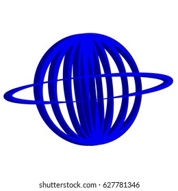 3D planet symbol on white background.