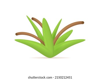 3d plant icon. Green sprout in the ground Greenhouse seedling or sapling with leaves in the soil. Eco, bio design element, garden plant. The concept of environmental protection. Vector illustration