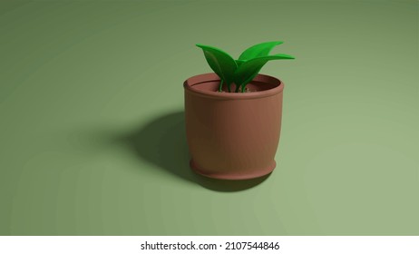 3D plant in pot background. 3d render illustration