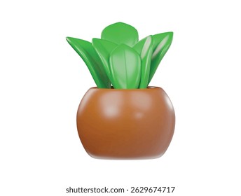 3d plant pot icon render illustration