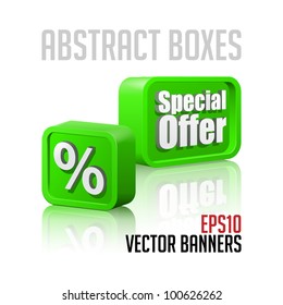 3D Plastic Abstract Banners Set Green