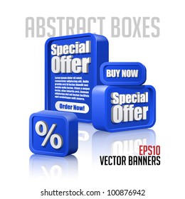 3D Plastic Abstract Banners Set Blue: EPS10