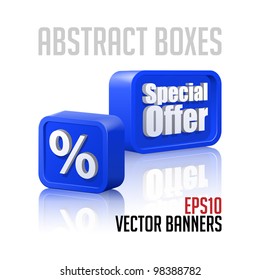 3D Plastic Abstract Banners Set Blue