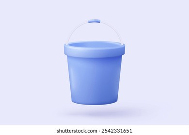 3d plastic bucket icon signs with soapy foam. House cleaning and washing household accessories. 3d water bucket realistic icon vector render illustration