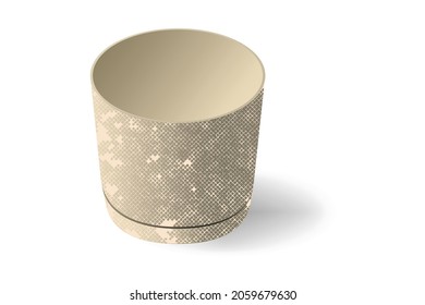 3d plastic flower pot, realistic vector illustration