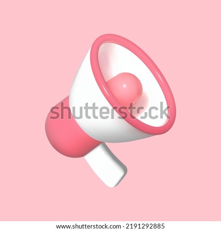 3d plastic megaphones on pink background. Vector illustration.