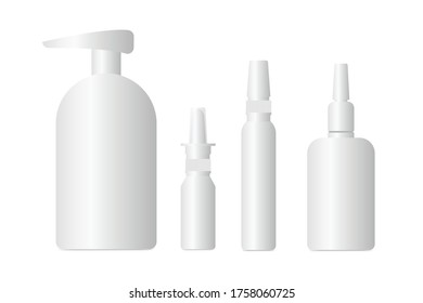 3D plastic pumping bottles for cosmetics packaging, liquid cosmetic packaging templates, mockup image