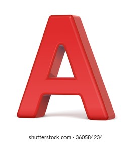 3d plastic red letter A isolated on white background