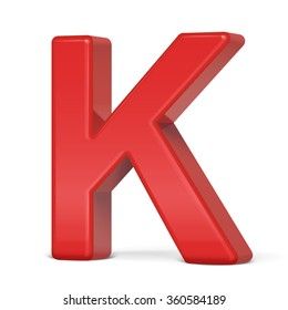 3d plastic red letter K isolated on white background