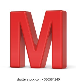 3d plastic red letter M isolated on white background