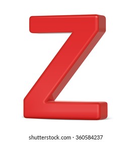 3d plastic red letter Z isolated on white background