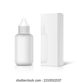 3D Plastic Unicorn Dropper Bottle With Cardboard Package. EPS10 Vector