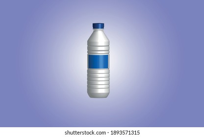 3D plastic water bottle on a blue background