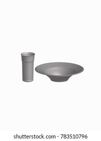 3D plate and Cup