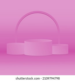 3d platform isolated on pink background. Podium for performance or presentation. Vector illustration