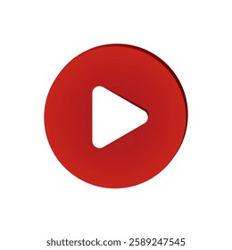 3d play button icon with bright red color