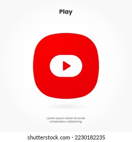 3D play button icon. Video play symbol. Start sign. Pause icon. Player logo button. Play music or sound vector element for UI UX, website, mobile app.