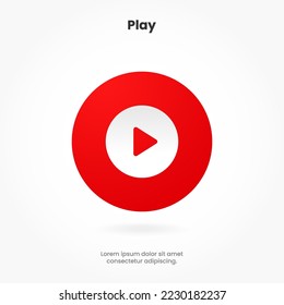 3D play button icon. Video play symbol. Start sign. Pause icon. Player logo button. Play music or sound vector element for UI UX, website, mobile app.