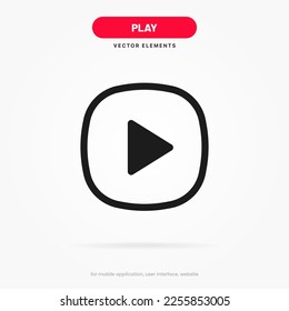 3D play button icon. Video play symbol. Start sign. Pause icon. Player logo button. Play music or sound vector element for UI UX, website, mobile app.