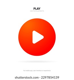 3D play button icon. Video play symbol. Start sign. Pause icon. Player logo button. Play music or sound vector element for UI UX, website, mobile app.