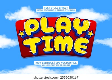 3d Play Time Cartoon Editable Text Effect