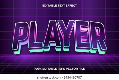 3d player logo style editable vector text effect