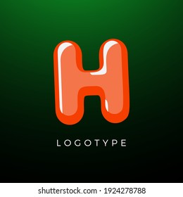 3D playful Letter H, Kids and joy style symbol for school, preschool, comic book, kids zone decoration, festive or baby game logo template. Vector typography design for logotype and monogram