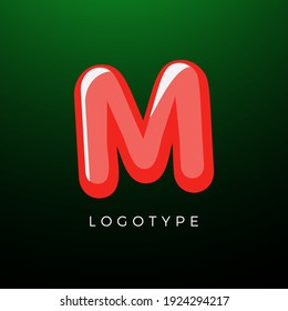 3D playful Letter M, Kids and joy style symbol for school, preschool, comic book, kids zone decoration, festive or baby game logo template. Vector typography design for logotype and monogram
