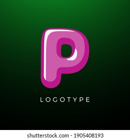 3D playful Letter P, Kids and joy style symbol for school, preschool, comic book, kids zone decoration, festive or baby game logo template. Vector typography design for logotype and monogram