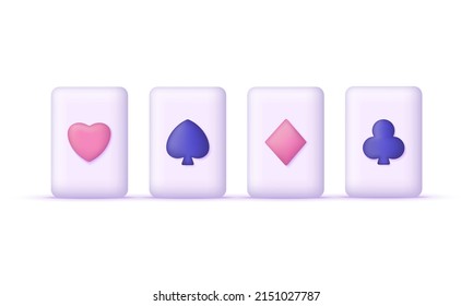 3D Playing cards isolated on white background. Play game concept. Can be used for many purposes. Trendy and modern vector in 3d style.