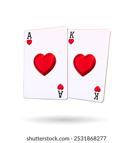 3D Playing cards isolated on white background. Vector illustration. Poker playing card. Gambling game, casino games.