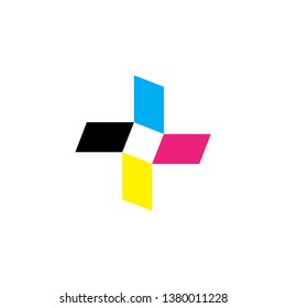 3D Plus with CMYK color logo design