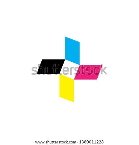 3D Plus with CMYK color logo design