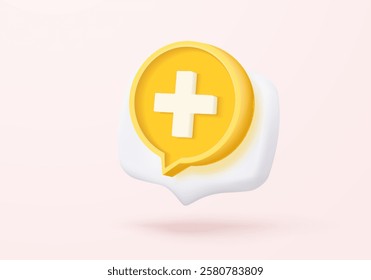 3d plus icon on the white colours background. First aid and health care with pure medical. Medical symbol of emergency help. 3d math signs icon vector render illustration