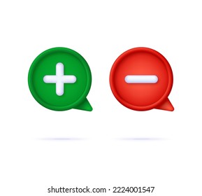 3D Plus and minuse icon isolated on white background. Can be used for many purposes. Trendy and modern vector in 3d style.