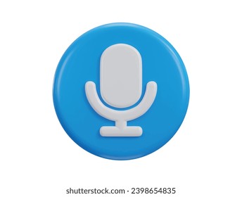 Icono de micrófono de podcast 3d con ilustración de vector de botón circular