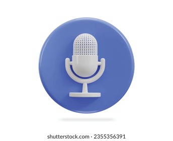 3d podcast microphone icon illustration