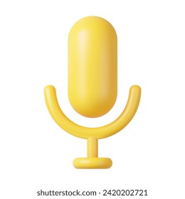 3d Podcast microphone on stand, audio equipment icon. Professional equipment for audio broadcasts and interviews. 3d rendering. Vector illustration