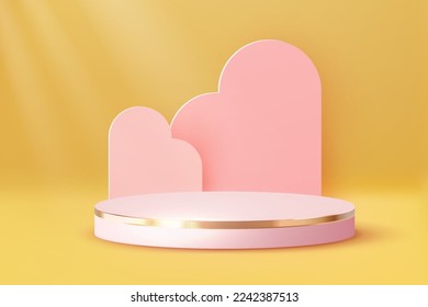 3D Podium. Abstract scene background. Product presentation, mock up, show cosmetic product, Blank Podium, stage pedestal or platform. 3D Vector. Render