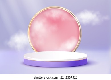 3D Podium. Abstract scene background. Product presentation, mock up, show cosmetic product, Blank Podium, stage pedestal or platform. 3D Vector. Render